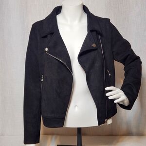 Apperloth A Woman's Faux Suede Soft Motorcycle Jacket Size Medium Asymmetrical